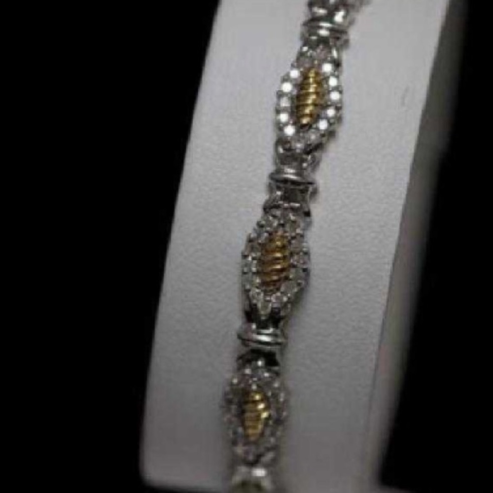 1.25 CTW DIAMOND BRACELET GOLD PLATED 925 STERLING